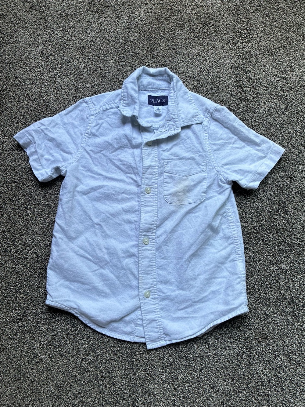 PLACE Brand Boy’s White Button Down Collared Shirt, Size 5/6